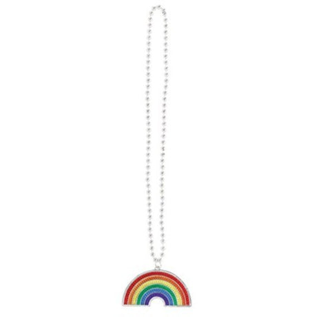 Vibrant 91cm rainbow-shaped beaded necklace, perfect for adding color to any outfit and ideal for various styles.