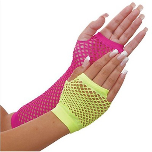 Awesome 80's Fishnet Gloves Neon