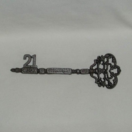 Oversized 37cm decorative key made from solid cast iron, perfect for adding vintage charm to any space.