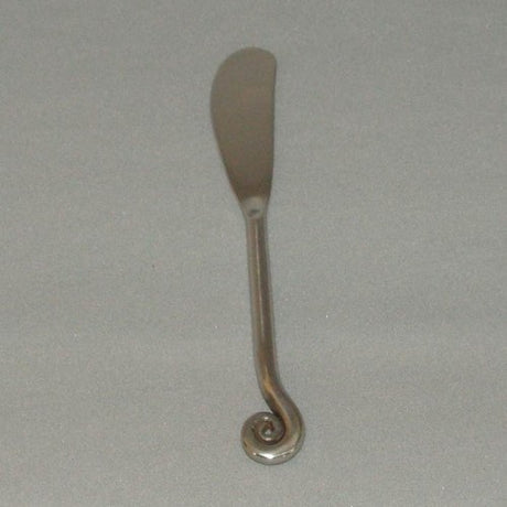 Elegant 17cm pate knife with spiral handle for effortless spreading of cheeses and butters, perfect for cheese boards.