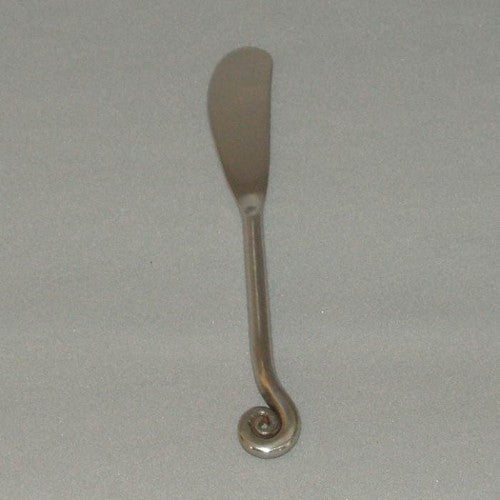 Elegant 17cm pate knife with spiral handle for effortless spreading of cheeses and butters, perfect for cheese boards.