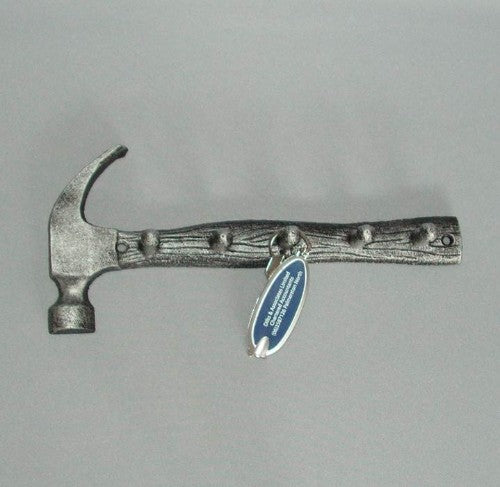 Rustic 26cm cast iron hammer key hook, perfect for organizing keys and adding charm to any entryway or garage.