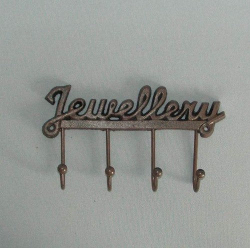 Jewellery Hook 20x11cm: Solid cast iron jewelry holder with multiple hooks for organized, tangle-free storage in any space.