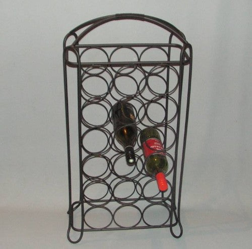 Elegant 18-bottle wine rack made of wrought iron, 80cm high, perfect for stylish wine storage in any home.