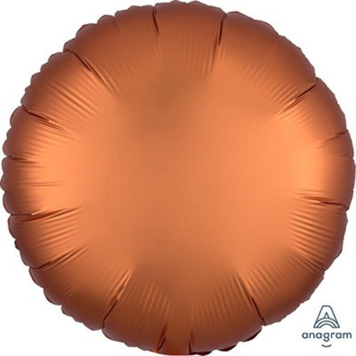 45cm round amber satin luxe foil balloon, self-sealing and helium-inflatable, perfect for elegant celebrations.