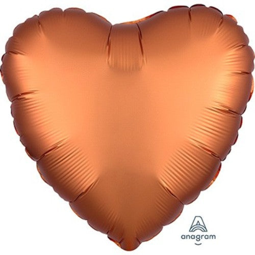 45cm heart-shaped amber satin luxe foil balloon, perfect for elegant celebrations and romantic occasions.