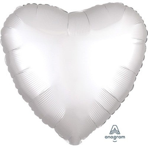 45cm Heart White Satin Luxe Foil Balloon