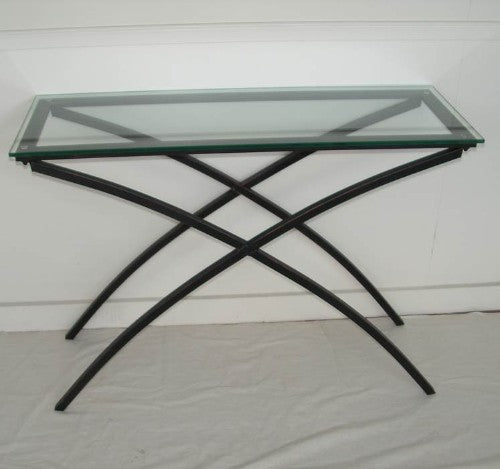 Stylish black iron hall table from Smartfox NZ, measuring 96x34x70cm, perfect for entryways and living spaces.
