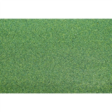 Lush medium green grass mat measuring 2500mm x 1250mm, ideal for model landscapes and dioramas.