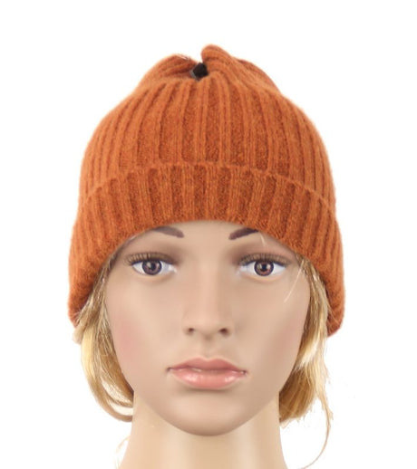 Soft touch stretch rust beanie set of 2, stylish and cozy winter accessory for men and women, made from 100% acrylic.
