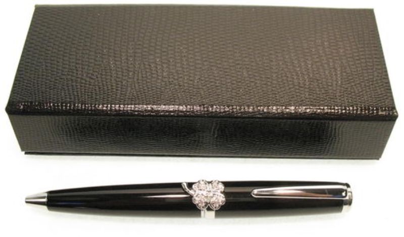Cloverleaf Mini Pen in blue gift box, elegant design for smooth, comfortable writing, perfect for students and professionals.
