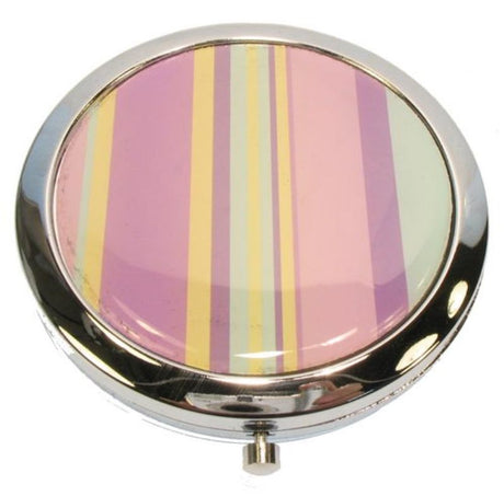 Set of 2 compact mirrors featuring vibrant purple stripes, ideal for on-the-go touch-ups and stylish makeup adjustments.