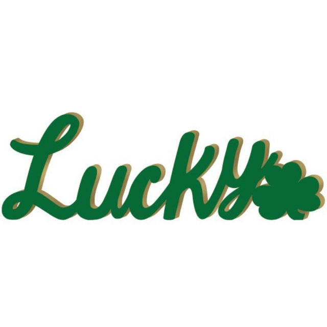 Irish Lucky & Shamrock MDF Standing Sign, 12cm x 38cm, colorful shamrock design, perfect for St. Patrick's Day decor.