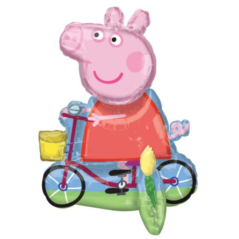 Colorful Peppa Pig self-sealing foil balloon, 45cm x 55cm, perfect for kids' birthday parties and themed celebrations.