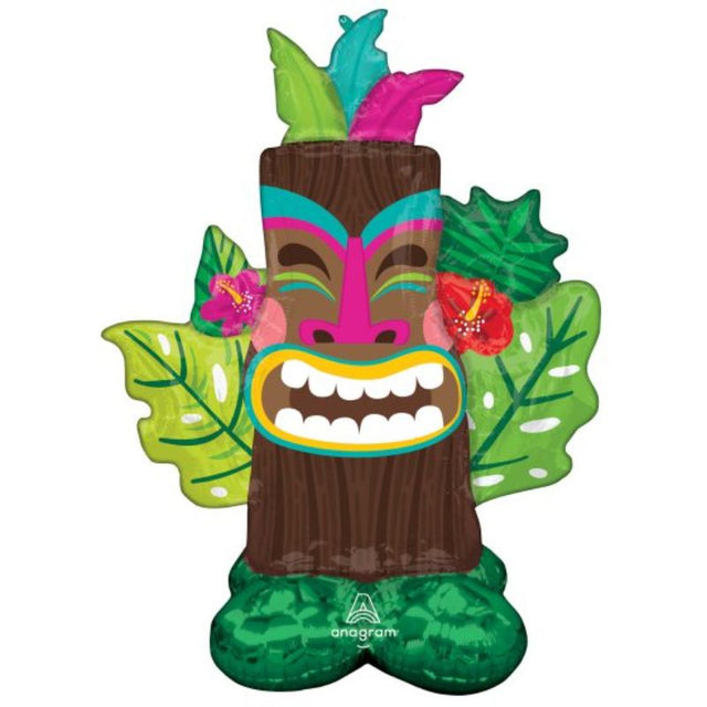 Vibrant AirLoonz Tiki Head Balloon, 101cm x 134cm, perfect for tropical parties and celebrations.