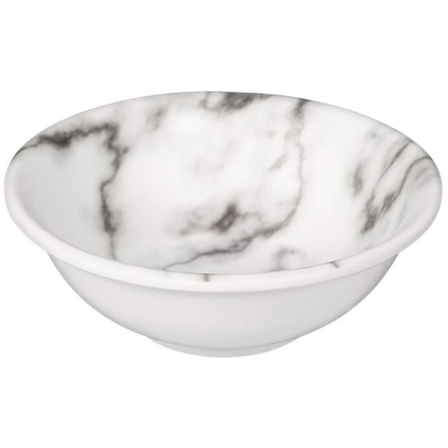 Set of 4 premium melamine bowls with a chic marble design, ideal for serving snacks and desserts.