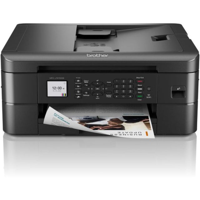 Brother MFC-J1010DW wireless inkjet multifunction printer with color printing, copying, scanning, and faxing capabilities.