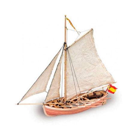 Detailed model of the S.J. Nepomuceno Longboat, 1/25 scale wooden ship kit with brass fittings and laser-cut parts.