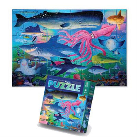 Colorful 60-piece jigsaw puzzle featuring a shimmering shark design, perfect for children aged 4 and up.