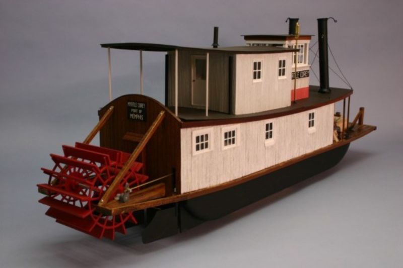 Model kit of the 38-inch Myrtle Corey Rover Towboat featuring detailed components for R/C customization and craftsmanship.