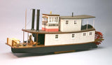 Detailed 38" Myrtle Corey Rover Towboat model kit, featuring premium wood, paddlewheel, and rudder hardware for R/C enthusiasts.