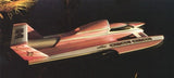 Vibrant 43-inch wooden model ship, 1/8 Miss Circus Circus, boasts hot pink colors and includes decals for customization.