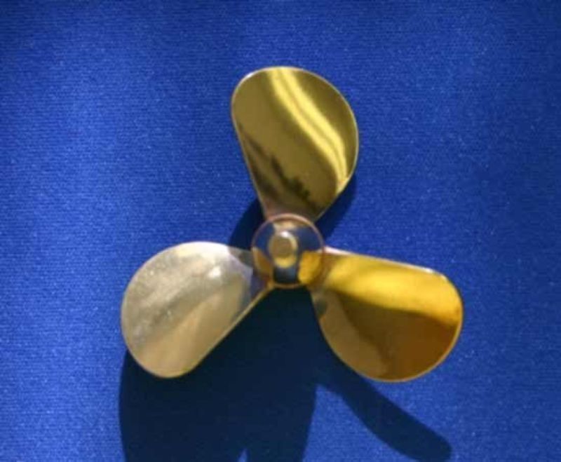 Bronze 3-blade propeller, 2" diameter, right-hand design for optimal marine performance and efficiency.