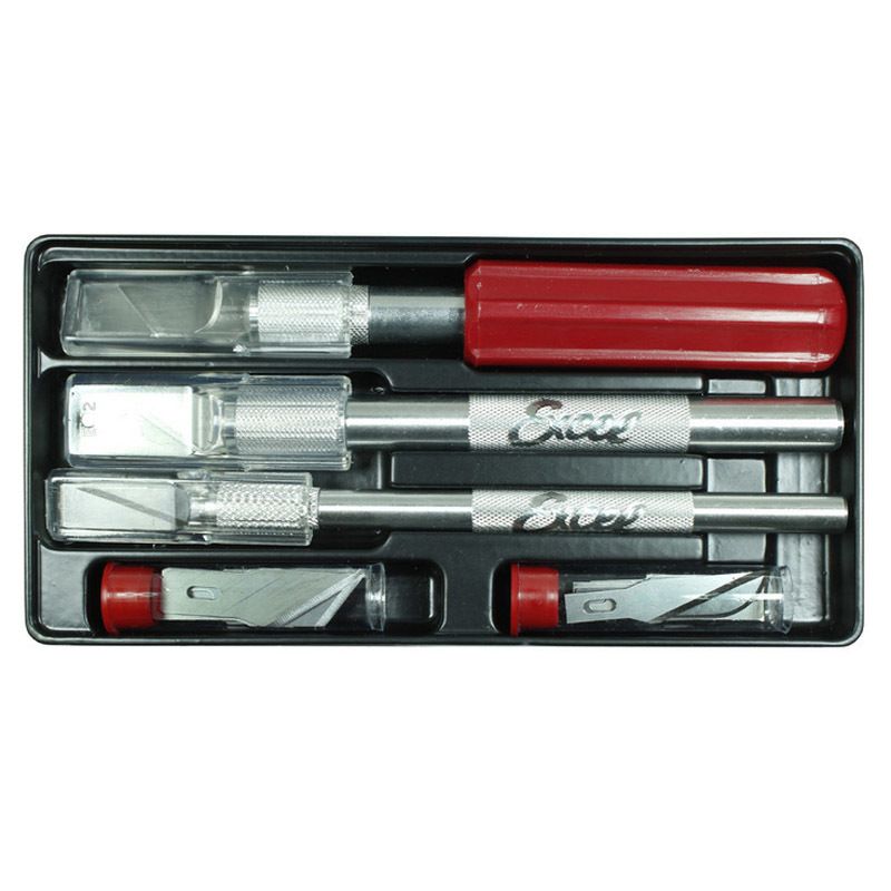 Excel Hobby Knife Set featuring 3 precision knives and 13 high-quality blades for versatile crafting and intricate cutting.