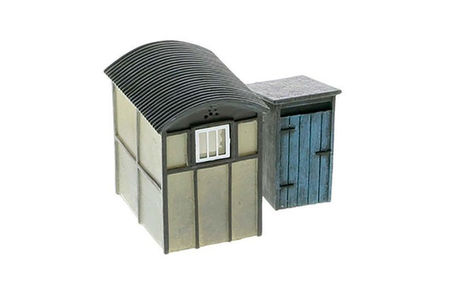 Hornby Utility Lamp Huts - Set of 2 intricately designed lamps for enhancing OO gauge model railway layouts.