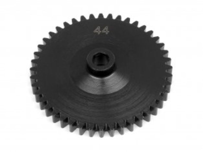 Heavy Duty 44T spur gear for RC cars, designed for durability and performance in high-speed racing.