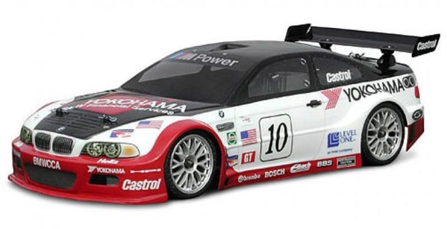 Radio control car body shell featuring a stylish 200mm BMW M3 GT design, perfect for 1/10 touring cars.