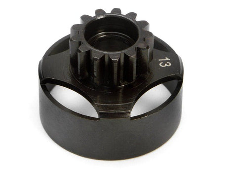 Lightweight Racing Clutch Bell 13T (1.0m) for RC cars, enhancing acceleration and cooling, compatible with Savage platforms.