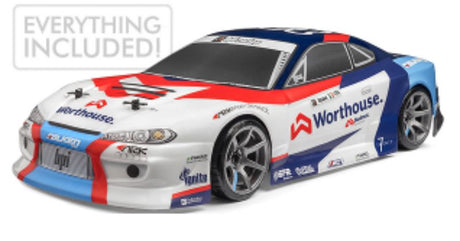 1/10 RS4 Drift Nissan Silvia S15 RC car featuring a Team Worthouse body, 4WD, and 2.4GHz radio system for optimal control.