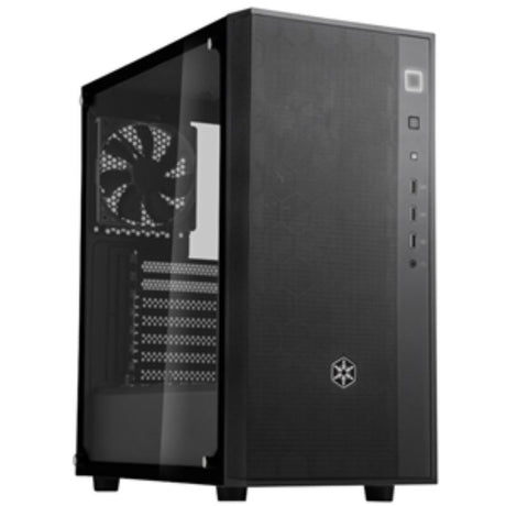 Stylish SilverStone Fara R1 v2 ATX black mid tower case with tempered glass, optimal airflow, and convenient USB ports.