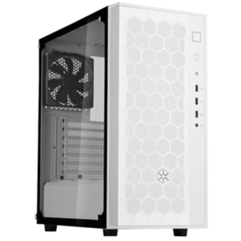 SilverStone Fara R1 v2 ATX White Mid Tower Case featuring a fully meshed front panel and optimized airflow design for cooling.