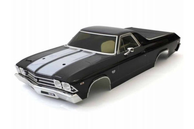 Sleek black Kyosho El Camino body shell for RC cars, enhancing style and durability for enthusiasts and collectors.