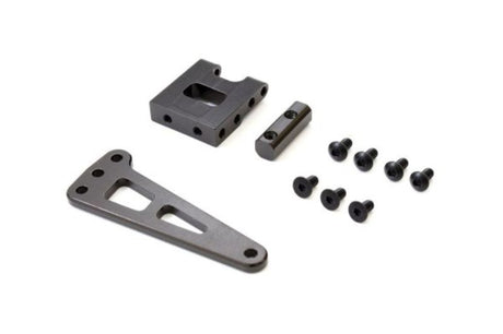 Reversible servo mount for Kyosho Lazer ZX7, enhancing performance and precision in RC car racing.