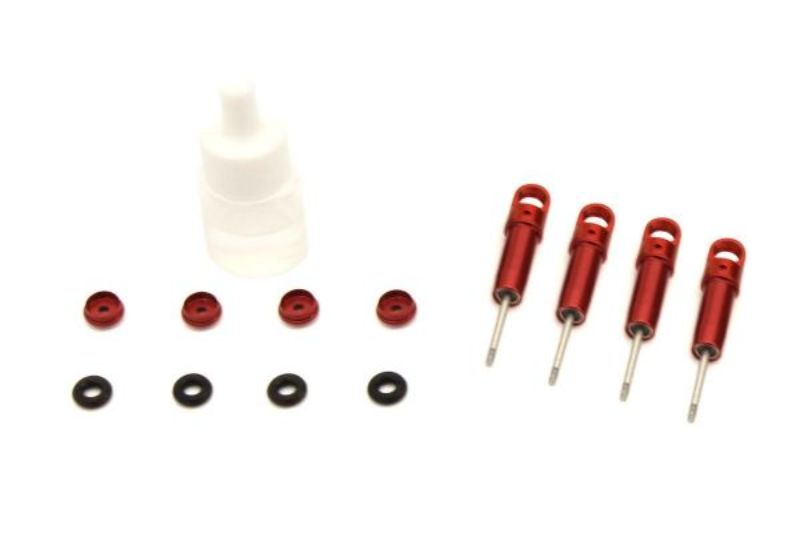 Aluminium Oil Shock Set MXW003R for RC models, offering adjustable damping and enhanced performance for smoother rides.