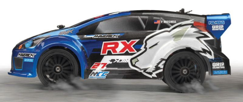 Vibrant 1/18 scale 4WD rallycross RC car designed for off-road racing, featuring waterproof receiver and durable suspension.