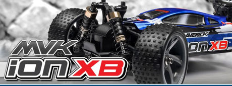 1/18 Ion XB Buggy: Fully assembled RC car with 4WD, waterproof receiver, durable suspension, and stylish gold shock tops.