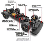 High-performance Flux 1/8 Quantum R Pick Up 4S in Grey/Red, featuring 4WD, brushless motor, and durable off-road design.