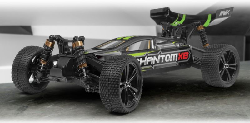 1/10 Phantom XB Green Radio Control Car features 4WD, a high-torque motor, waterproof systems, and a stunning pre-decaled bodyshell.