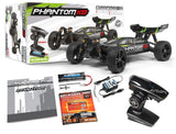 1/10 Phantom XB Green Radio Control Car featuring a 4WD system, waterproof components, and high-performance motor for outdoor racing.