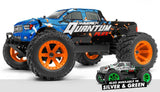 High-performance 1/10 Quantum MT Flux Blue RC monster truck with brushless motor, 4WD, and rugged design for thrilling off-road fun.