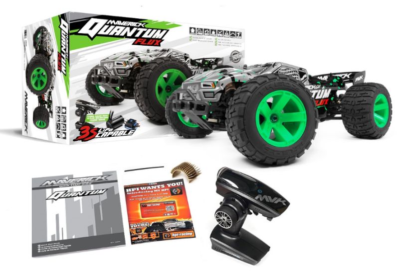 Alt text: High-speed 1/10 Quantum XT Flux Silver RC car features 4WD, durable build, and waterproof components for thrilling all-terrain adventures.