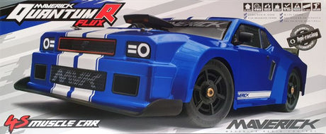 High-performance Flux 1/8 QuntmR Muscle 4S Blue RC car featuring 4WD, brushless motor, and waterproof components for off-road thrills.