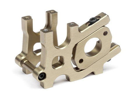 Aluminum motor mount kitset for DW/TW RC vehicles, enhancing stability, efficiency, and performance during use.