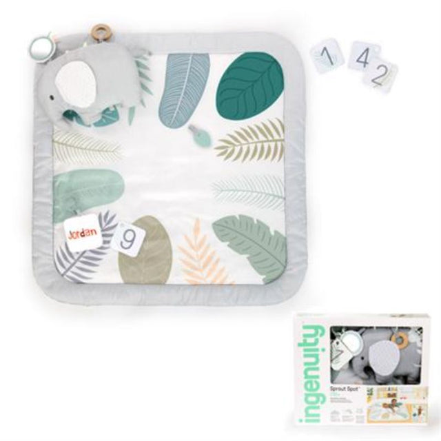 Ultra-plush baby milestone play mat with 12 milestone cards, detachable toys, and a botanical theme for growth and play.