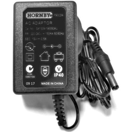 Hornby Analog Power Supply (19V 0.5A) with stereo plug for reliable model train operation and seamless connectivity.