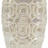 Vase in iridescent ceramic with geometric relief design, perfect for floral displays or as a stylish decor accent.